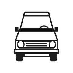 Obraz premium Car Front View Outline, Classic Vehicle Icon, Minimalist Black and White Design