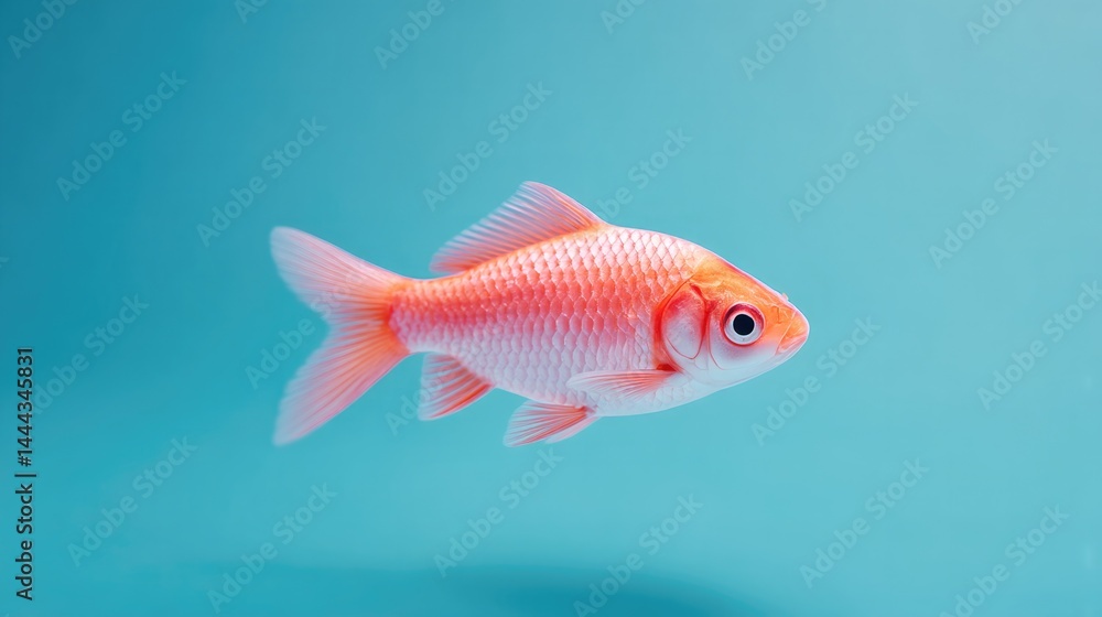 Poster single fish against solid color background emphasizing minimalism and tranquility