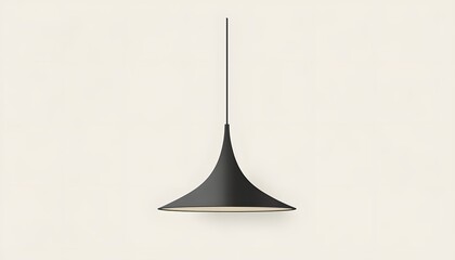 Fototapeta premium Modern black pendant light fixture against a neutral backdrop.