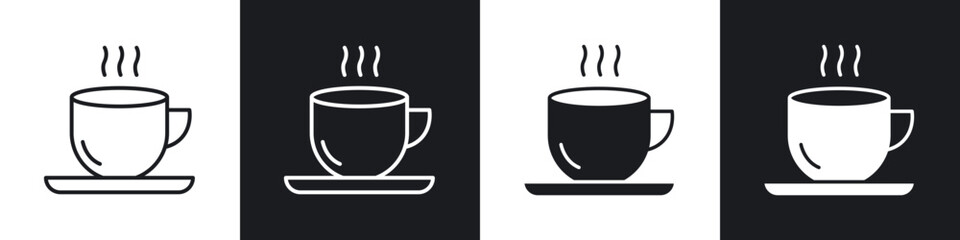 Coffee icon in thin line and Flat Design.
