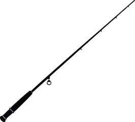 Fishing Rod Silhouette on White 
