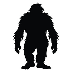 Epic Bigfoot Silhouette Vector Collection Featuring Forest, Mountain, and Mythical Cryptid Scenes in Minimalist Black Style