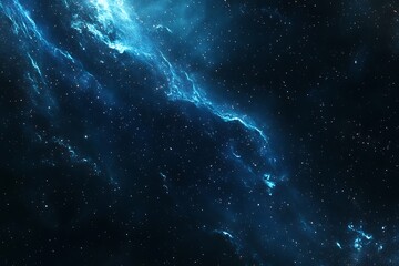 Fototapeta premium Scenic Deep Space Starfield Nebula with Blue Swirls, Distant Galaxy, Dark Background