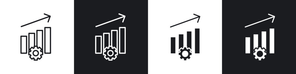 Productivity icon in thin line and Flat Design.