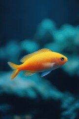 Fototapeta premium single fish swimming in clear and minimalistic aquarium evoking tranquility and simplicity