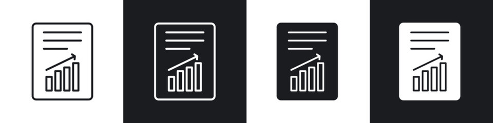 Report icon in thin line and Flat Design.