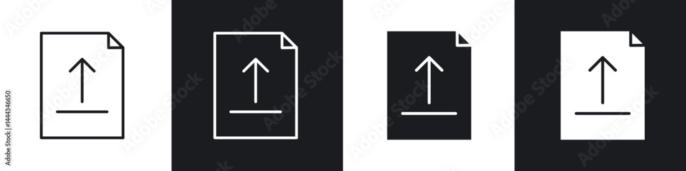 Aufkleber file upload icon in thin line and flat design.