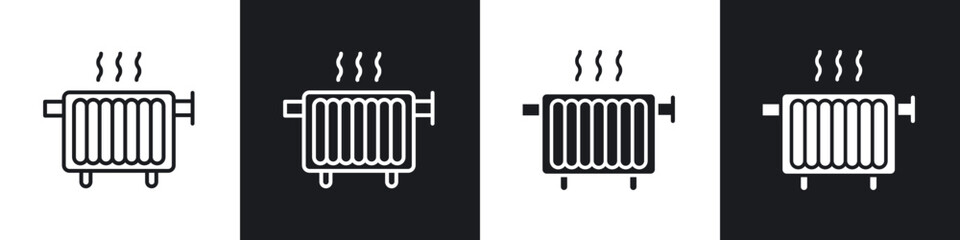 Radiator icon in thin line and Flat Design.