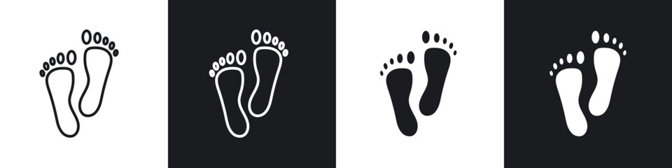 Footprint icon in thin line and Flat Design.