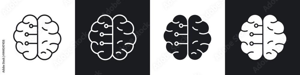 Poster machine learning icon in thin line and flat design.