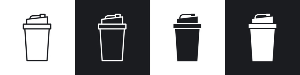 Protein shake icon in thin line and Flat Design.