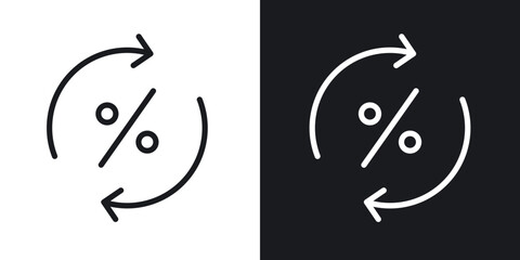 Exchange rate icon in thin line and Flat Design.
