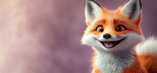 Obraz premium Adorable 3D Render of a Happy Red Fox