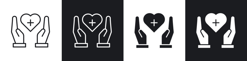 Life insurance icon in thin line and Flat Design.