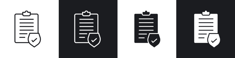 Insurance policy icon in thin line and Flat Design.