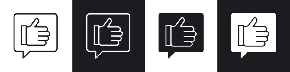 Feedback icon in thin line and Flat Design.