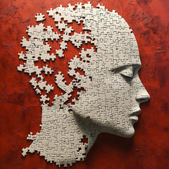 human head with puzzle