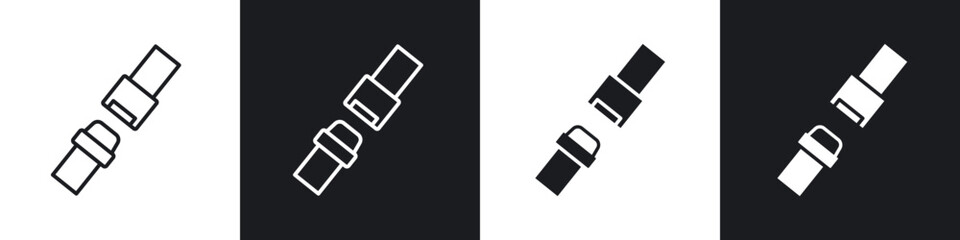 Seatbelt icon in thin line and Flat Design.