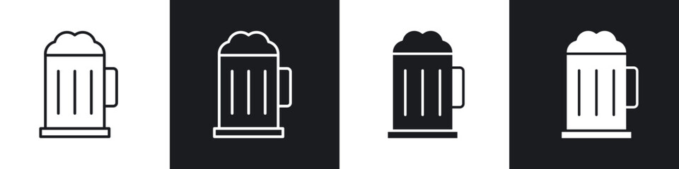 Beer mug icon in thin line and Flat Design.