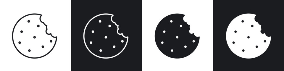 Cookie icon in thin line and Flat Design.