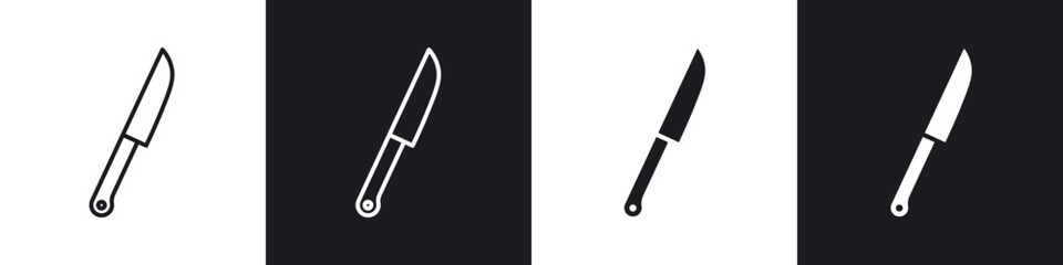 Kitchen knife icon in thin line and Flat Design.