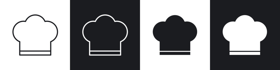 Chef hat icon in thin line and Flat Design.