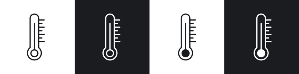 Thermometer icon in thin line and Flat Design.