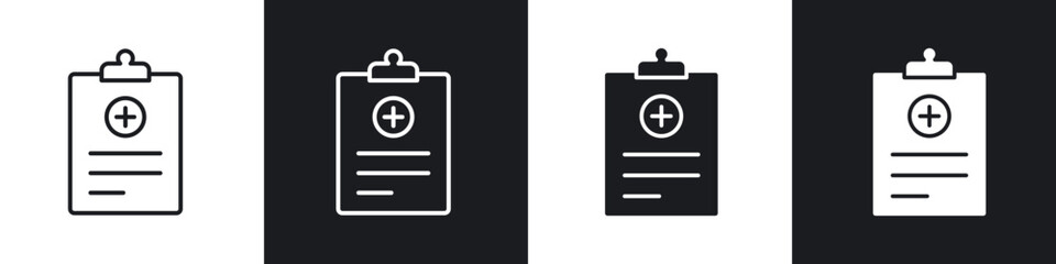 Medical report icon in thin line and Flat Design.