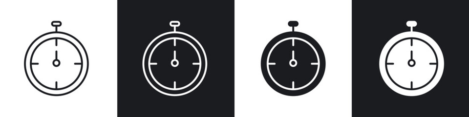 Timer icon in thin line and Flat Design.