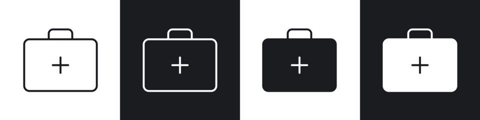 Medical kit icon in thin line and Flat Design.