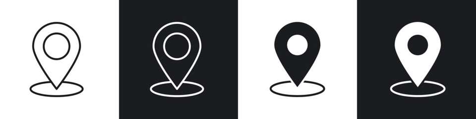 Location icon in thin line and Flat Design.