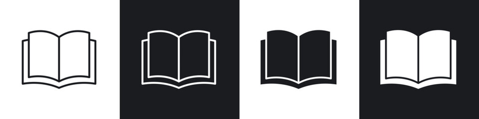 open book icon in thin line and Flat Design.