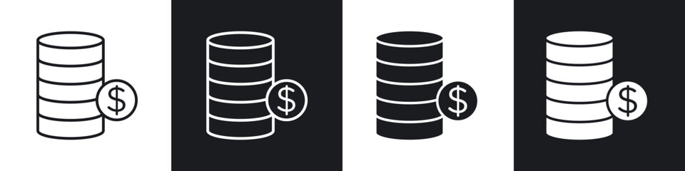 Money icon in thin line and Flat Design.