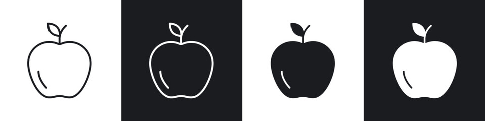 Apple icon in thin line and Flat Design.