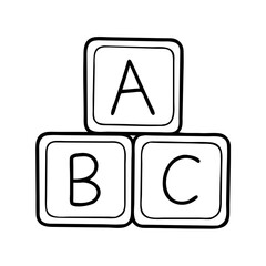 abc block icon, abc block line art - simple line art of abc block, perfect for abc block logos and icons