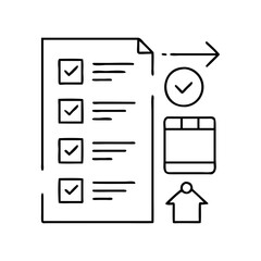 action items icon, action items line art - simple line art of action items, perfect for action items logos and icons