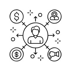 affiliate marketing icon, affiliate marketing line art - simple line art of affiliate marketing, perfect for affiliate marketing logos and icons