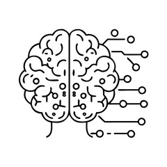 ai brain icon, ai brain line art - simple line art of ai brain, perfect for ai brain logos and icons