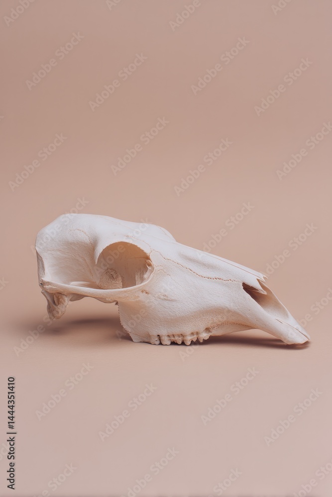 Aufkleber single sheep skull rests on smooth solid color backdrop