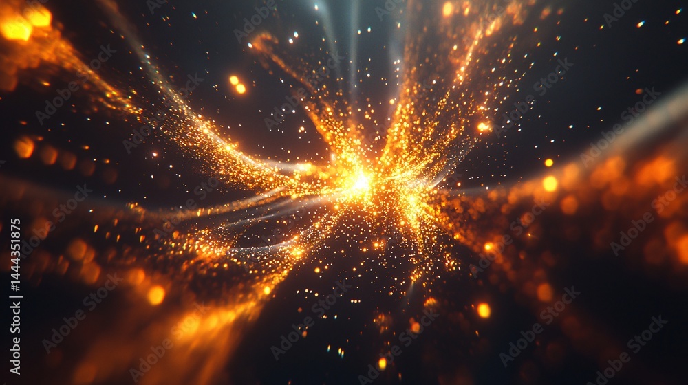 Poster bright explosion of light creating a dazzling celestial phenomenon with interdimensional starbursts 