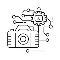 ai powered camera icon, ai powered camera line art - simple line art of ai powered camera, perfect for ai powered camera logos and icons