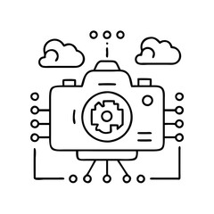 ai powered camera icon, ai powered camera line art - simple line art of ai powered camera, perfect for ai powered camera logos and icons