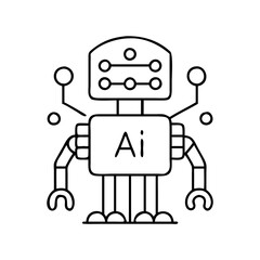 ai robot icon, ai robot line art - simple line art of ai robot, perfect for ai robot logos and icons