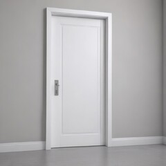 Sleek white door, closed position, detail shot ,  white background,  texture