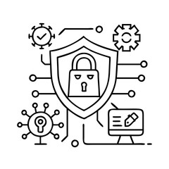 ai security system icon, ai security system line art - simple line art of ai security system, perfect for ai security system logos and icons