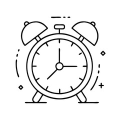 alarm clock with snooze button icon, alarm clock with snooze button line art - simple line art of alarm clock with snooze button, perfect for alarm clock with snooze button logos and icons