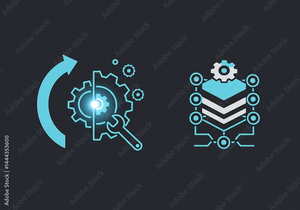 Poster process automation with gear mechanism and arrow