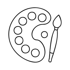 art palette icon, art palette line art - simple line art of art palette, perfect for art palette logos and icons