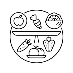 balanced meal icon, balanced meal line art - simple line art of balanced meal, perfect for balanced meal logos and icons