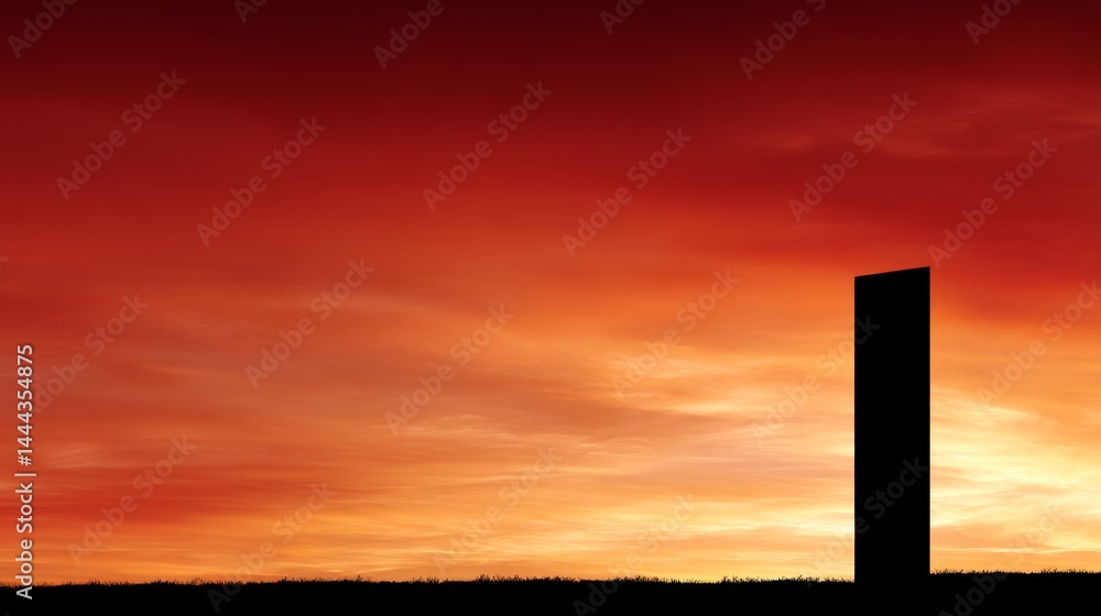 Poster a tall, unfinished coastal skyscraper stands silhouetted against a stunning sunset, creating a drama